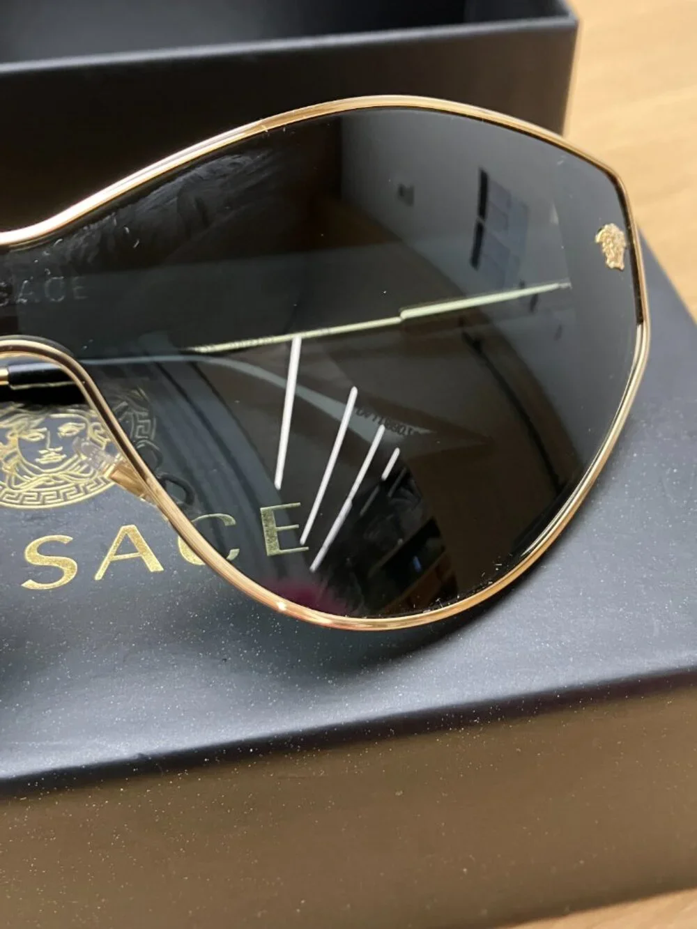 Versace Cat-Eye Wrap Futuristic Sunglasses